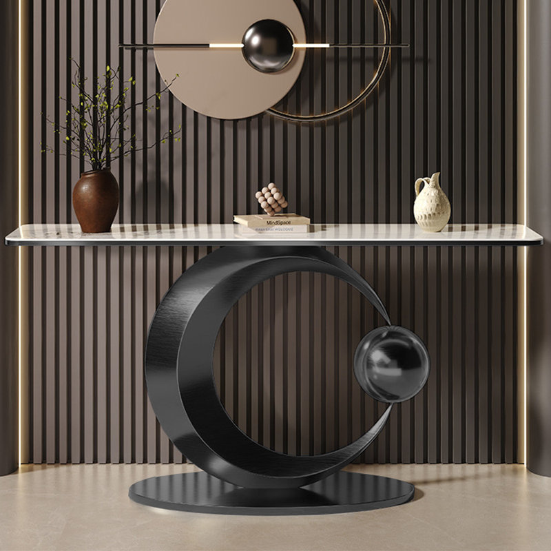 Console italienne de luxe italienne, 33.5" H x 70.9" W x 13.8" D, Noir