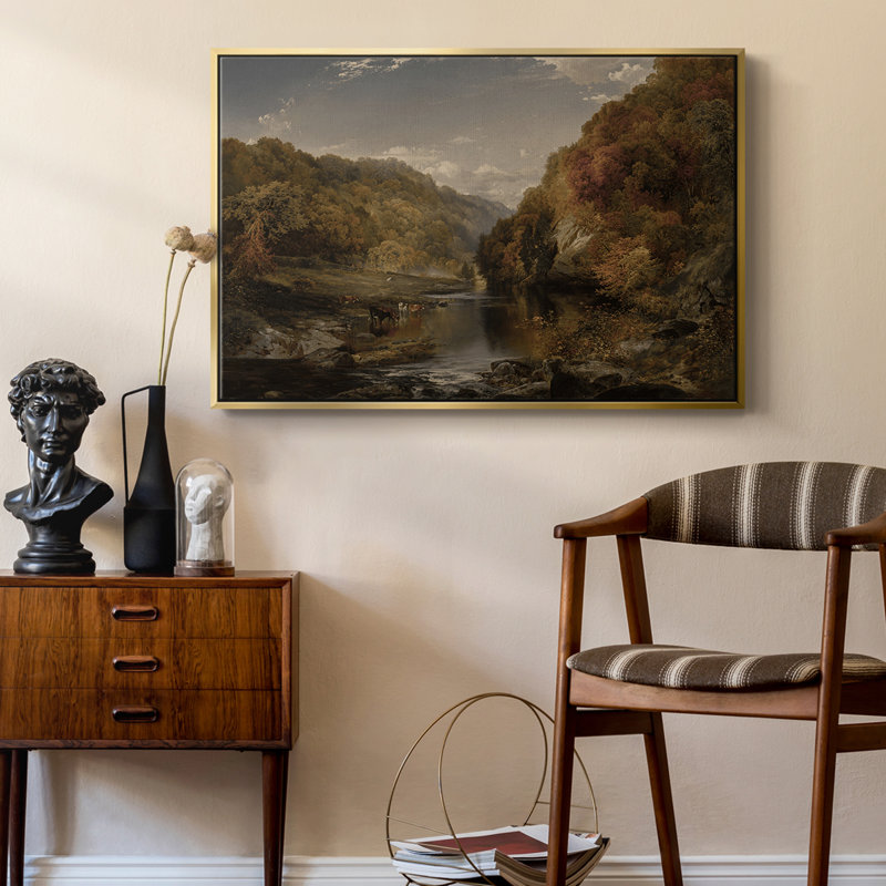 «Vintage Landscape - DCI» sur toile, Toile avec cadre flottant or, H 17 po x l 25 po x P 2 po