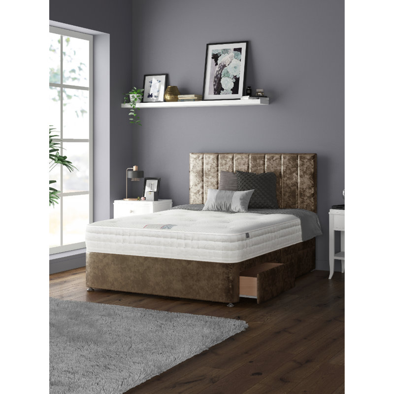 Ohiowa Upholstered Divan Bed, Truffle, Single (3'), 2 Right Drawers