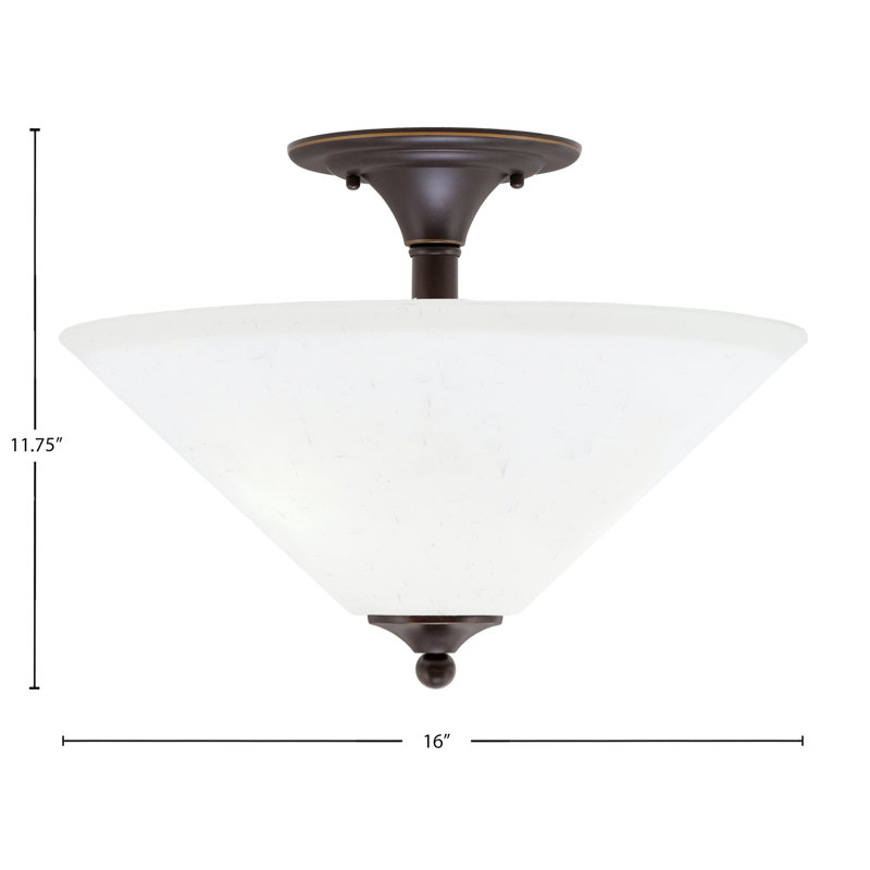 Mannheim Semi-Flush 2 Bulbs With Glass, White Muslin, Dark Granite 