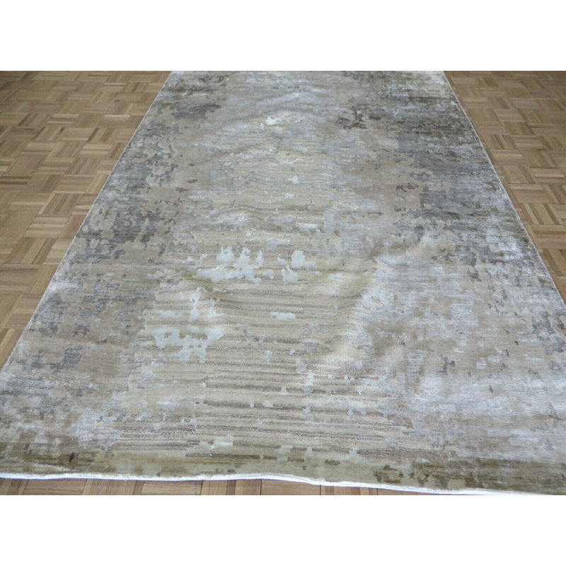 Tapis oriental moderne brun noué à la main 6 pi 2 po x 9 pi 1 po AACA09F382FE40528F607D2D510B5082