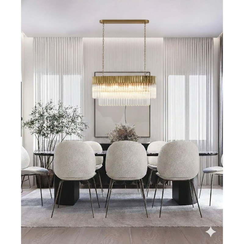 Lustre ovale moderne en cristal 12 lumières, Laiton