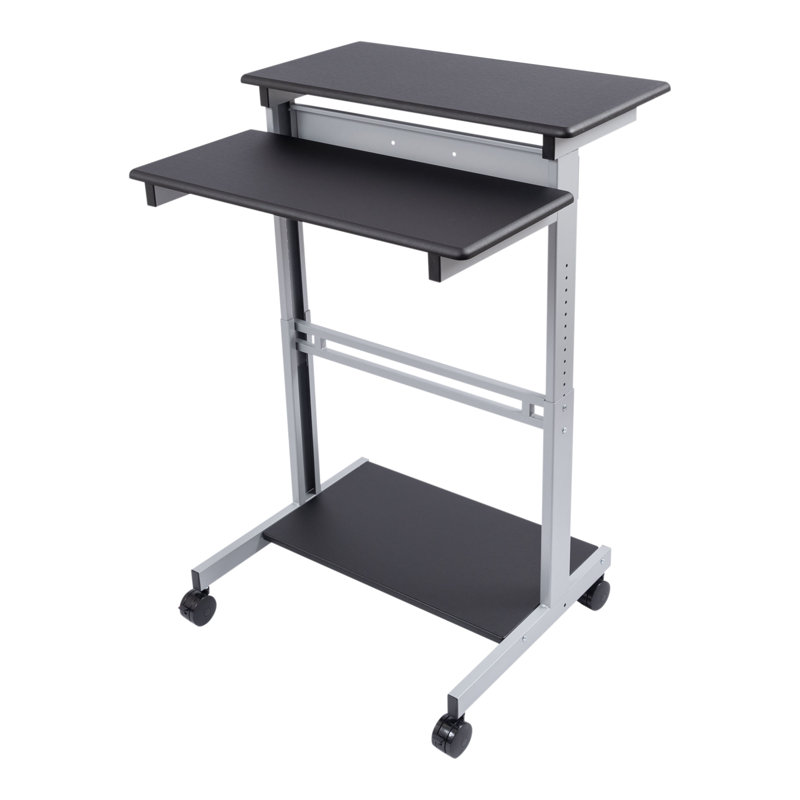 Bureau debout à hauteur ajustable Rolling, H 46,1 po x l 31,5 po x P 28,8 po, Noir / argent