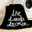 Jeté en molleton noir ultra doux en flanelle, imprimé recto Live Laugh-132216658