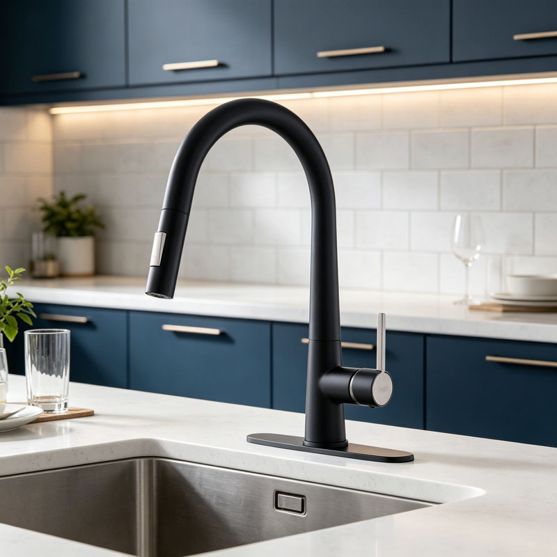 Topcraft Single Handle Single Hole Kitchen Sink Faucet with Base Plate