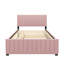 Lit plateforme double en velours avec lit gigogne-1161589085