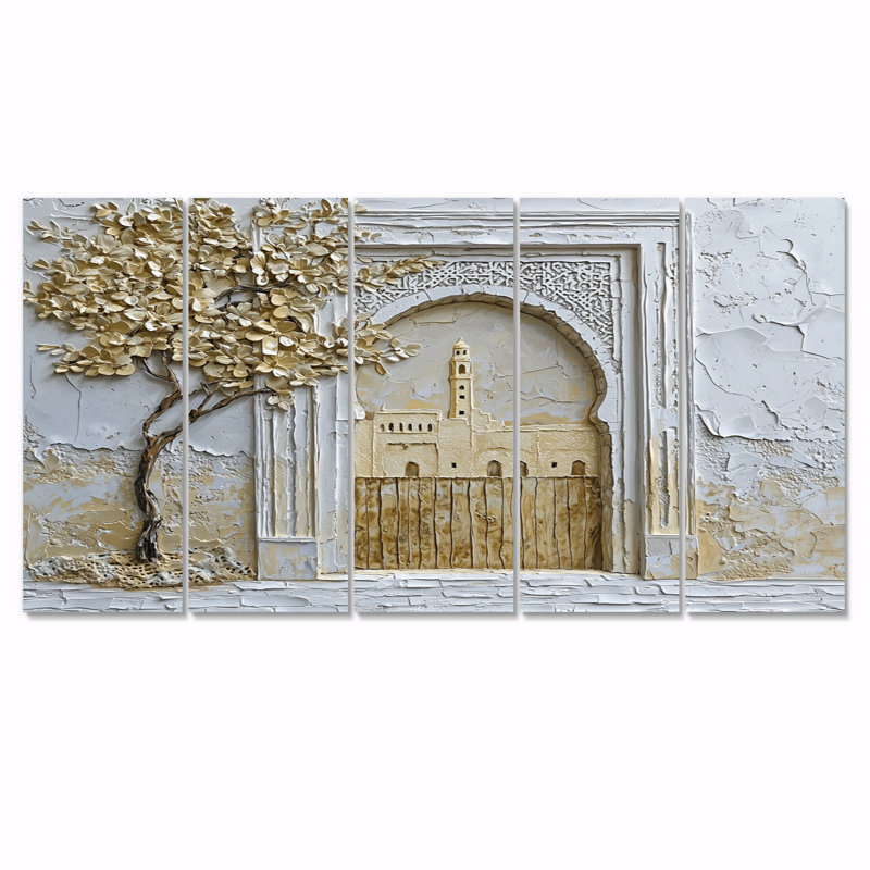 Art marocain sur toile, médina marocaine, H 32 po x l 80 po