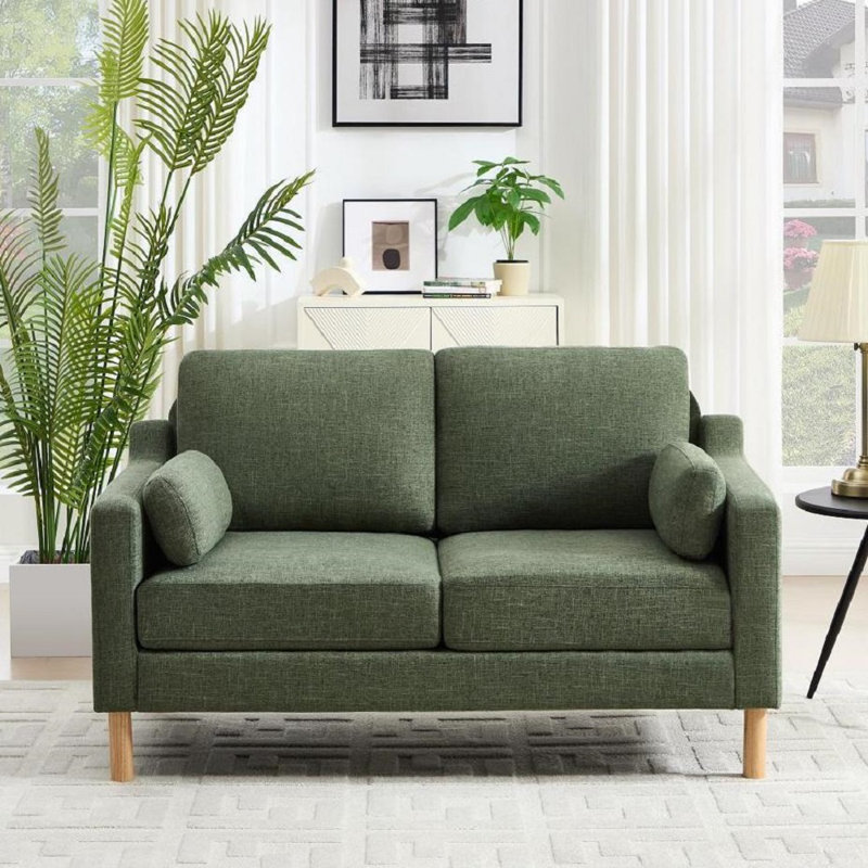 Causeuse avec accoudoirs carrés 59,8 po Boucle, Dark Green
