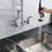 Commercial Sink Faucet Pre-Rinse Deck Mounted - 21" Tall, 8 Inch Center, 10" Add-On Spout, Coiled Spring Spray, Ceramic Filler, Brass Construction, , Modern Kitchen For Use Height, 8" Swing Finish