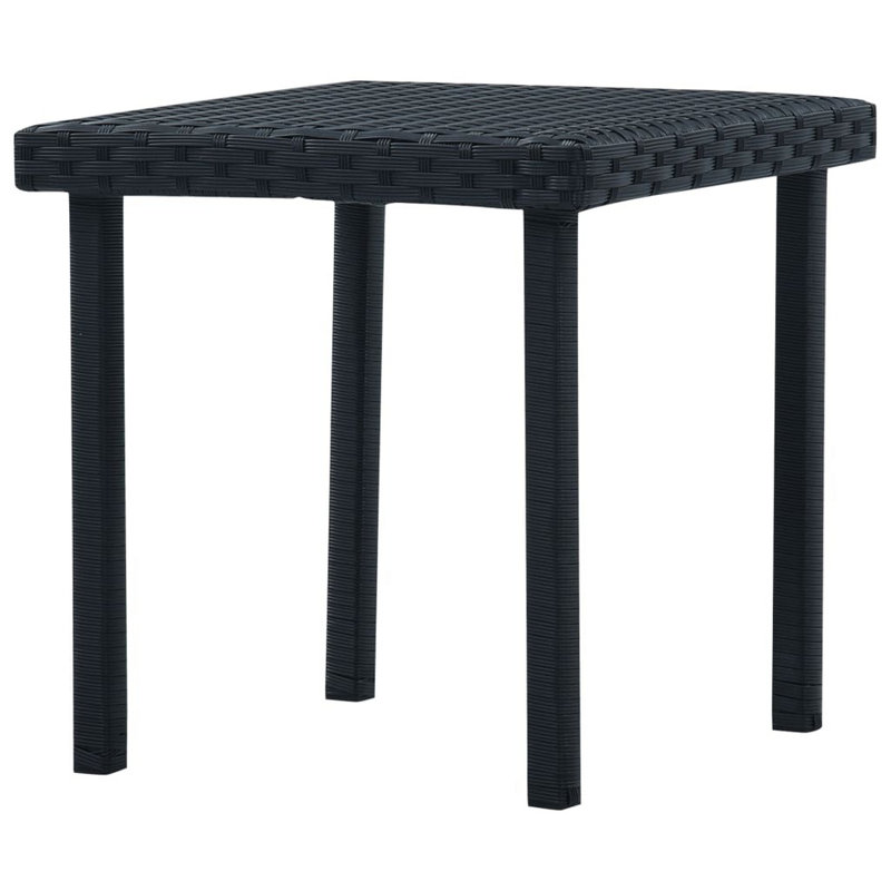 Table de bout d'extérieur en acier, 16 po, rotin carré noir