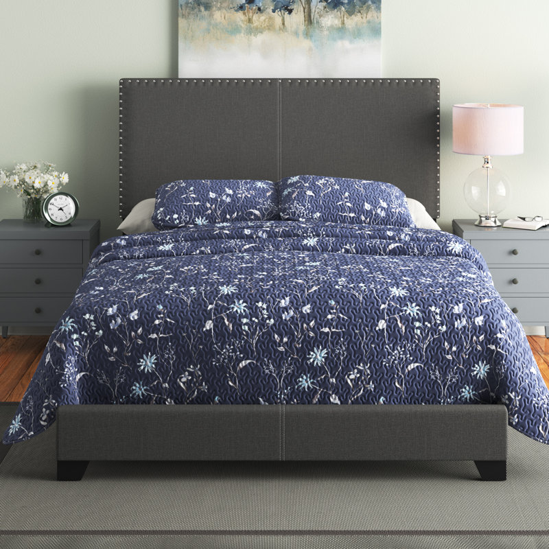 Cialan Upholstered Standard Bed, California King, Light Gray
