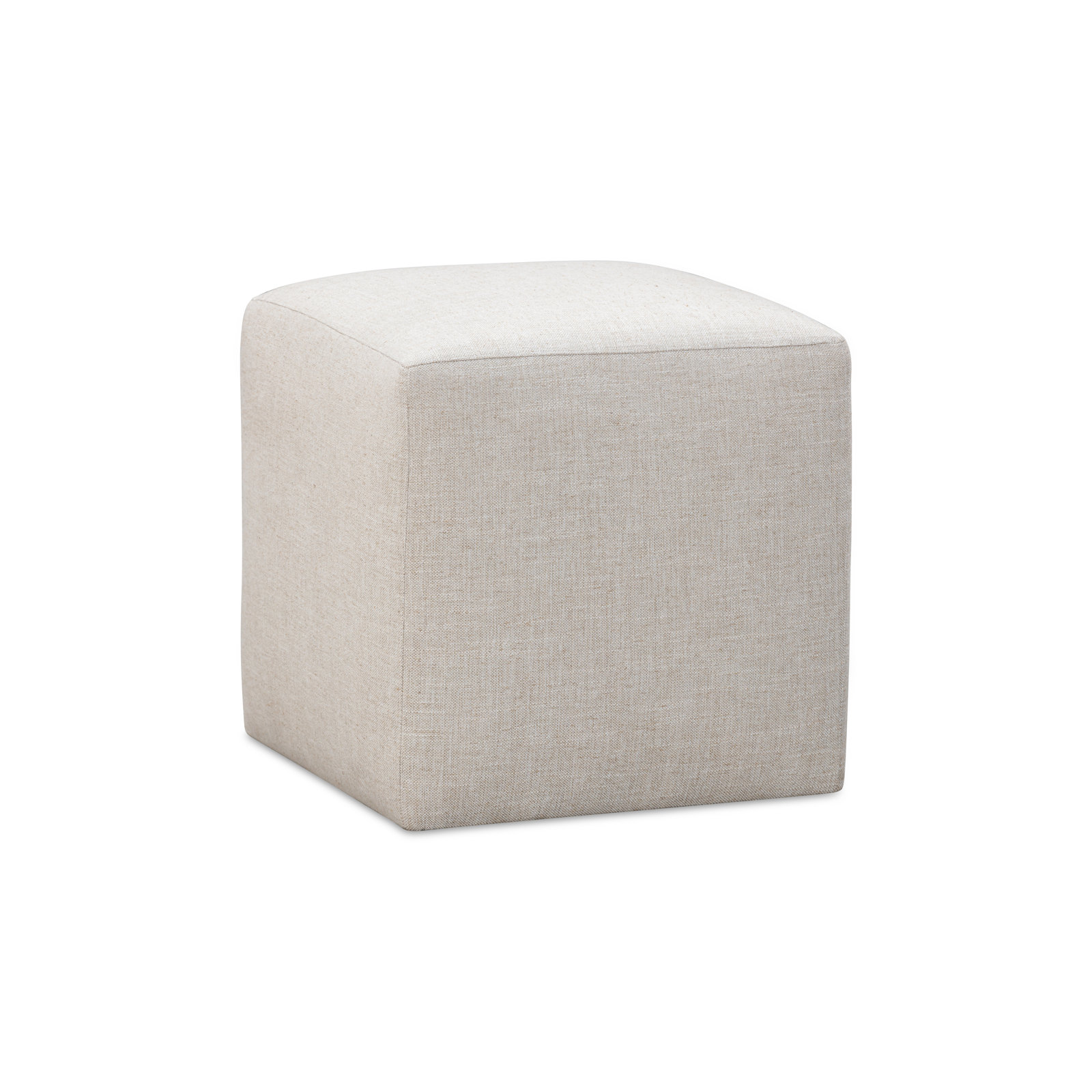 Morenci 18" Square Upholstered Ottoman, Ecru Basketweave