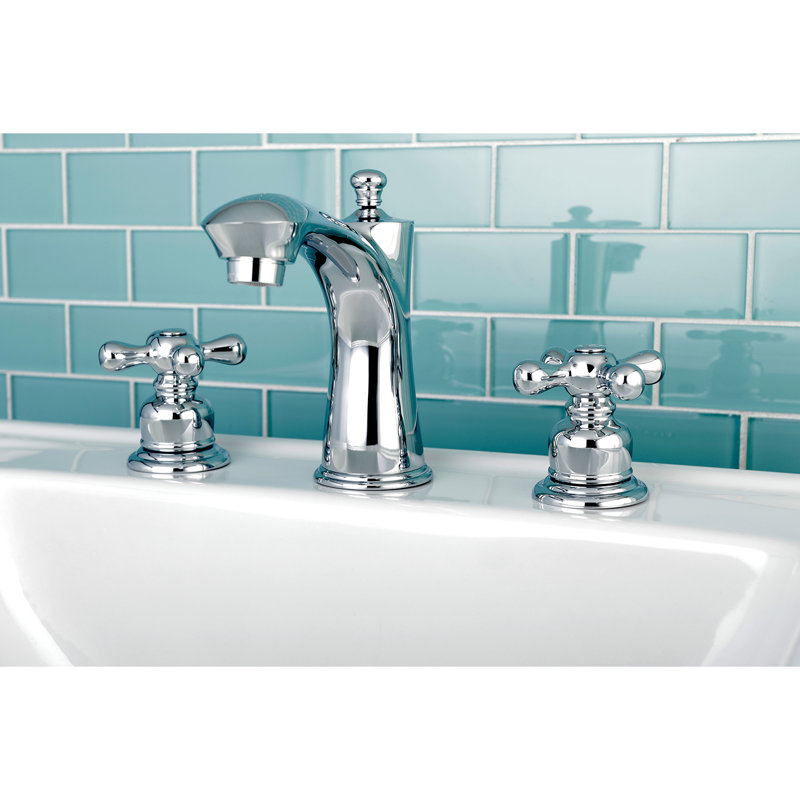 Robinet de salle de bain à deux poignées à fixation sur le comptoir à 3 trous avec drain escamotable Kingston, Chrome