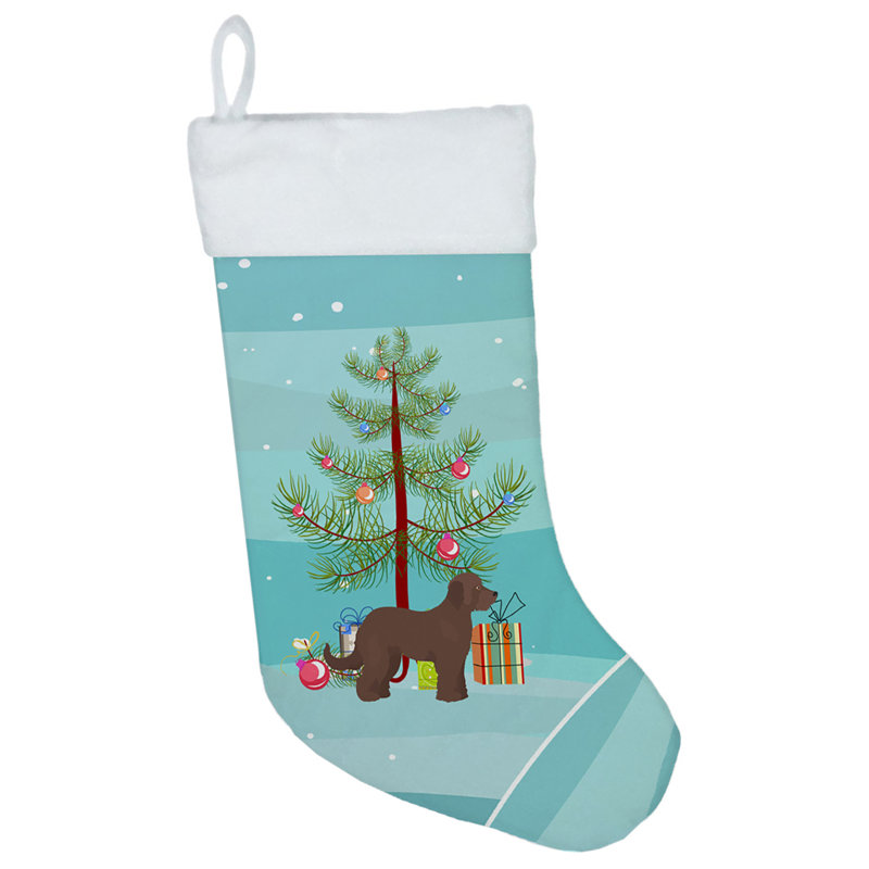 Chaussette de noël joyeux de noël, Goldendoodle brun foncé