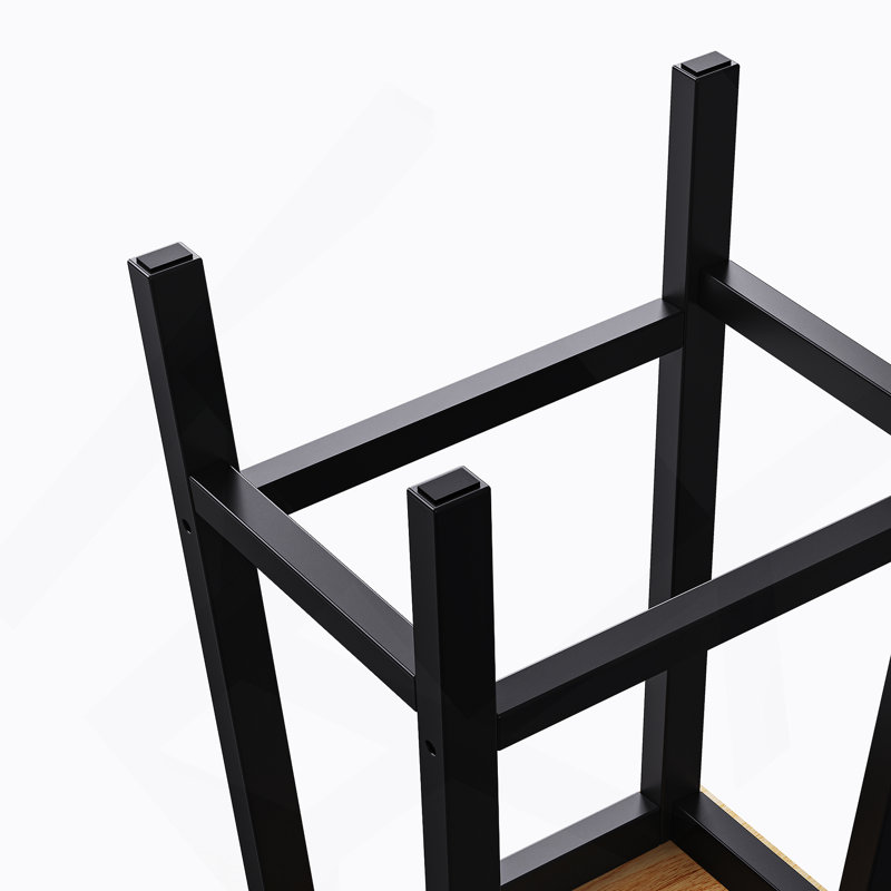 Tabourets de bar en bois massif (pas cher en fer), ensemble de 2 chaises de bar de 25,6 po de hauteur, tabourets de comptoir de cuisine avec repose-pieds, tabourets de ferme pour la salle à manger, cuisine, comptoir, noir