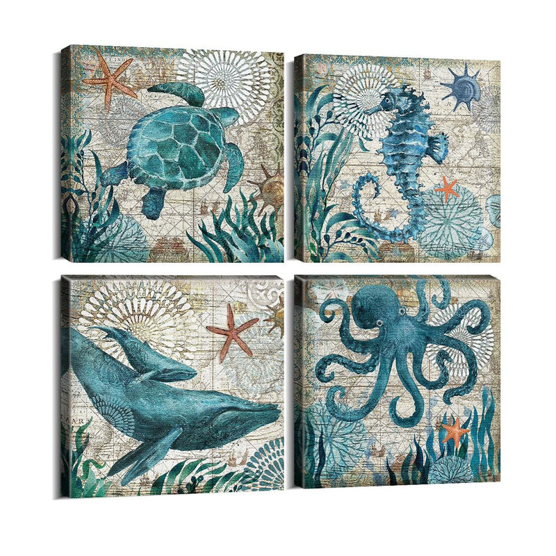 4 Piece Wrapped Canvas Wall Art