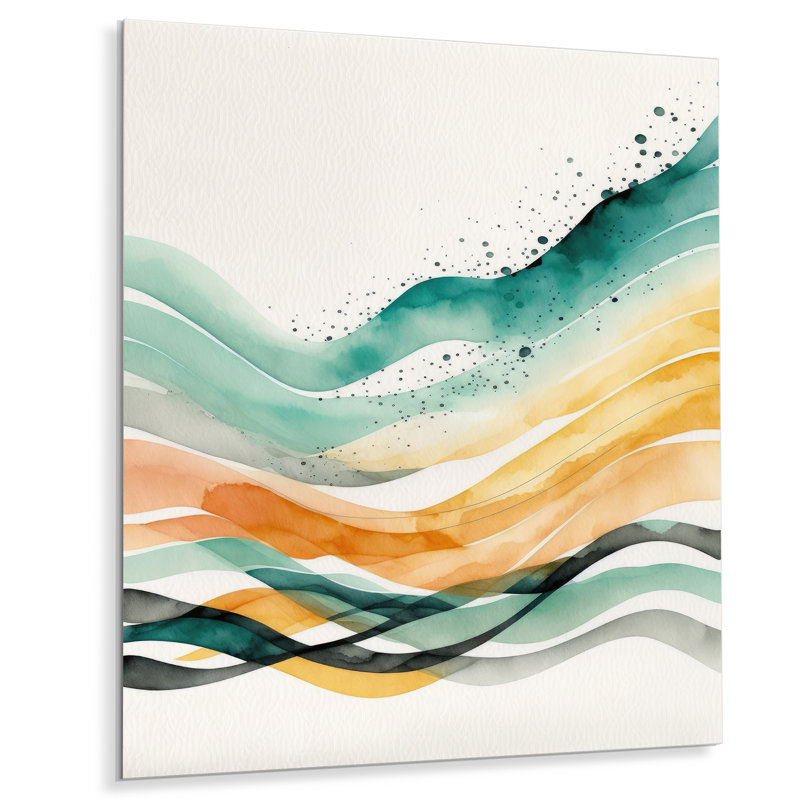 Décoration murale moderne en métal multicolore vagues abstraites II, H 20 po x l 12 po x P 1 po