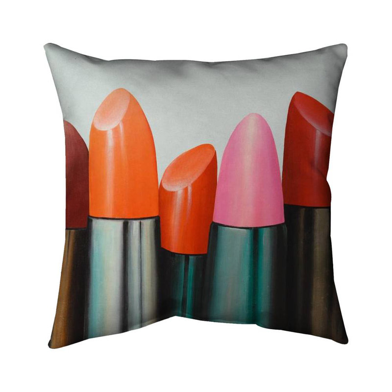 Lipstick collection for woman - 18"x18" Throw pillow - Poly twill - Print on demand