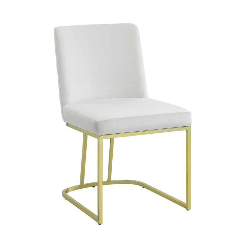 Ensemble de 2 chaises d'appoint en velours blanc et finition dorée Zazie