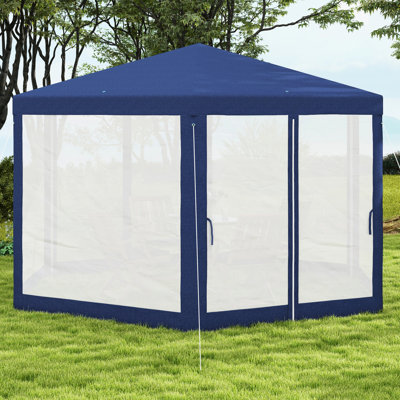 Tente pour abri de soleil hexagonal 13 'x 11', bleu avec côtés en filet de protection. Convient pour le camping, les occasions, le gardiennage, les cordes et les piquets, les deux entrées à fermeture à glissière et les portes idéales, la garde et l'accès aux portes