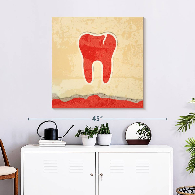 Dent rétro rouge, H 30 po x l 30 po