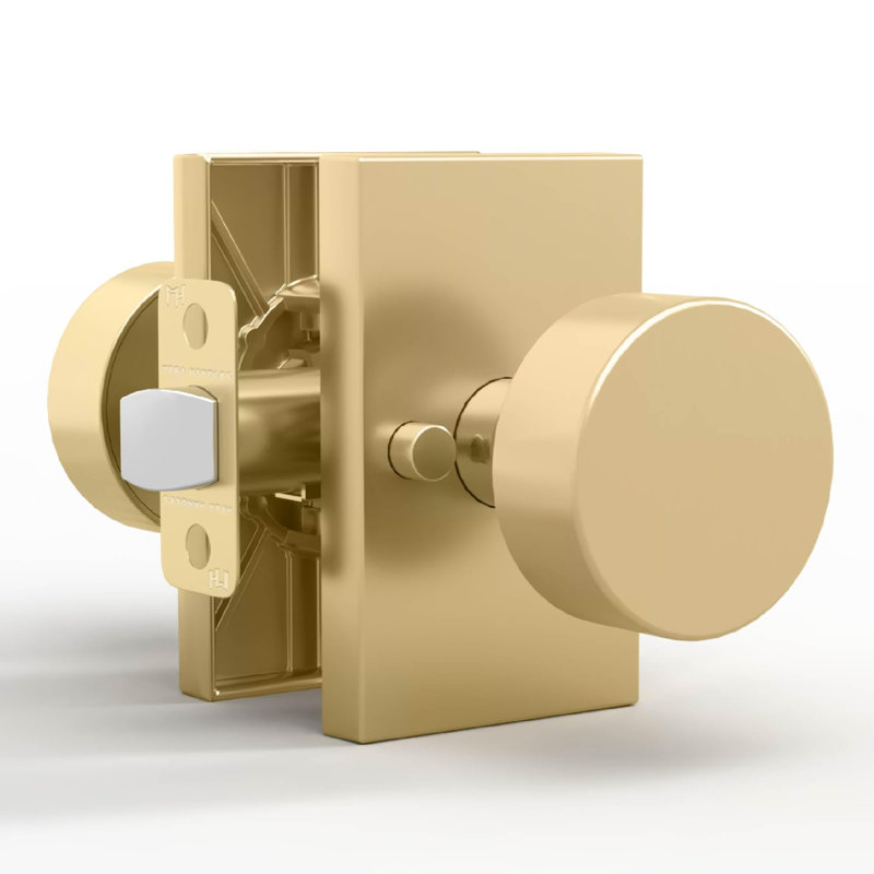 Mega Handles Laura - ensemble de 1 poignée de porte d'intimité pour porte de chambre à coucher et de salle de bain, serrure à bouton-poussoir sans clé - laiton satiné