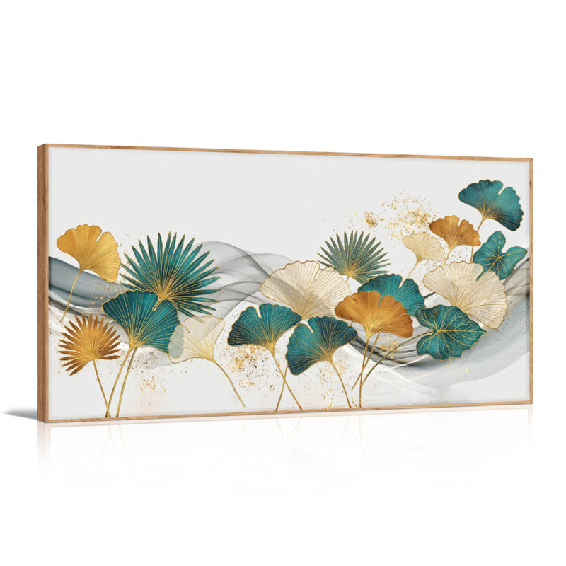 Ensemble de 1 tableau abstrait floral sur toile, L 40 po x H 20 po, Naturel