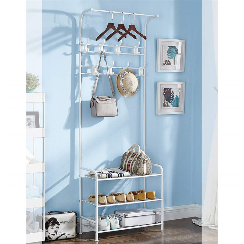 Jordann Freestanding 16 - Hook Coat Rack, White