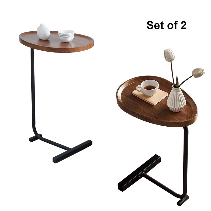 Ensemble de tables de bout Marjut, Noir, Brun