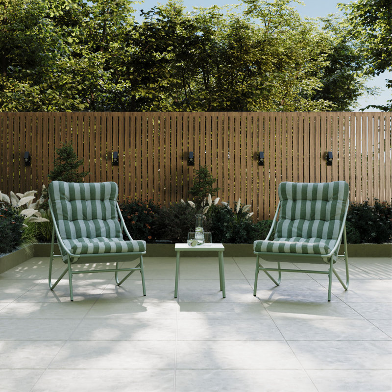 2 - Person Patio Dining Set with Square Table , Cushions Included, Green