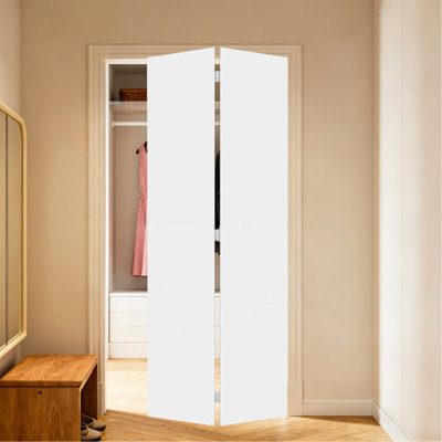 18 po X 84 po Porte pliante en vinyle blanc uni avec trousse de quincaillerie