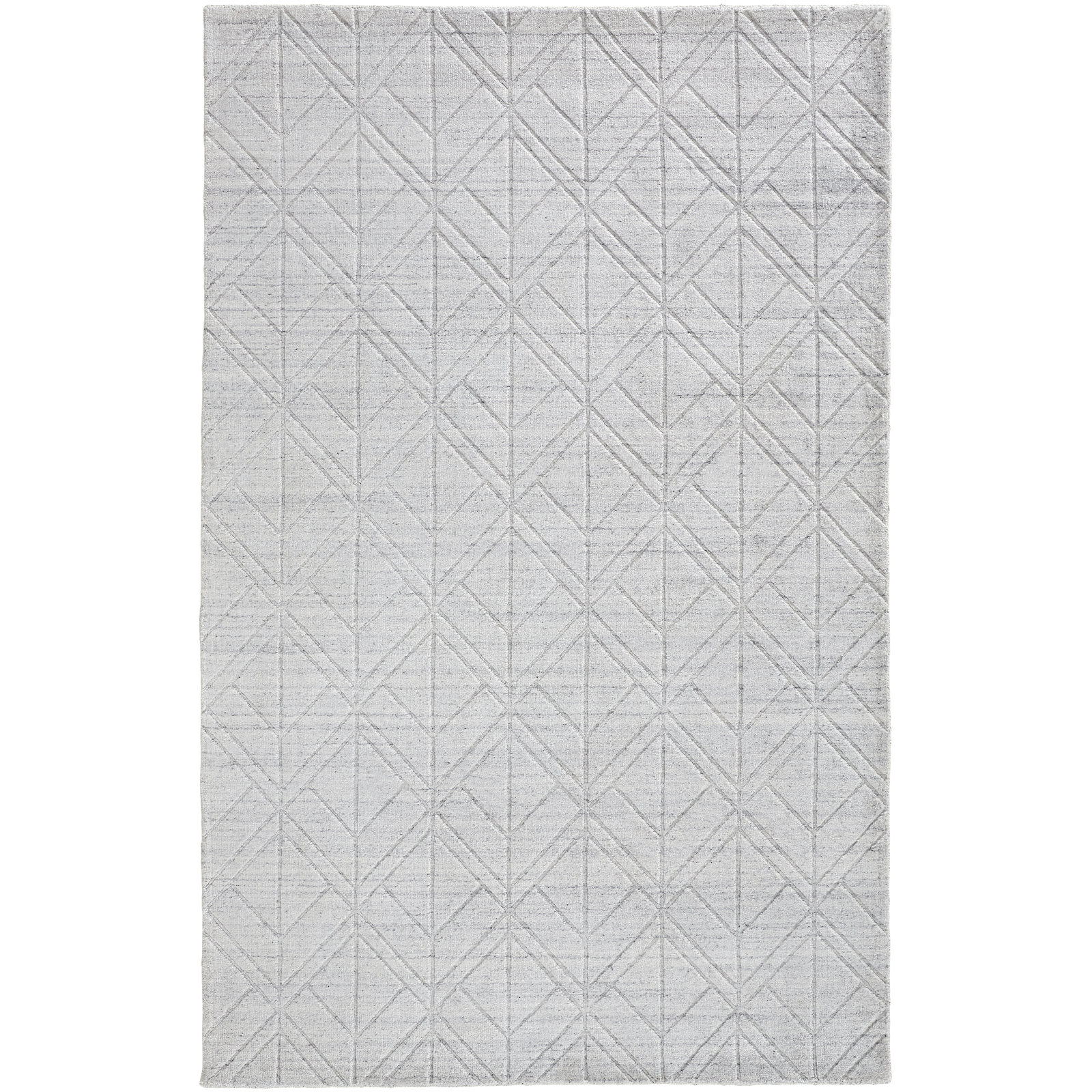 Kentoria Handmade Viscose White/Silver Rug, Rectangle 3'6" x 5'6"