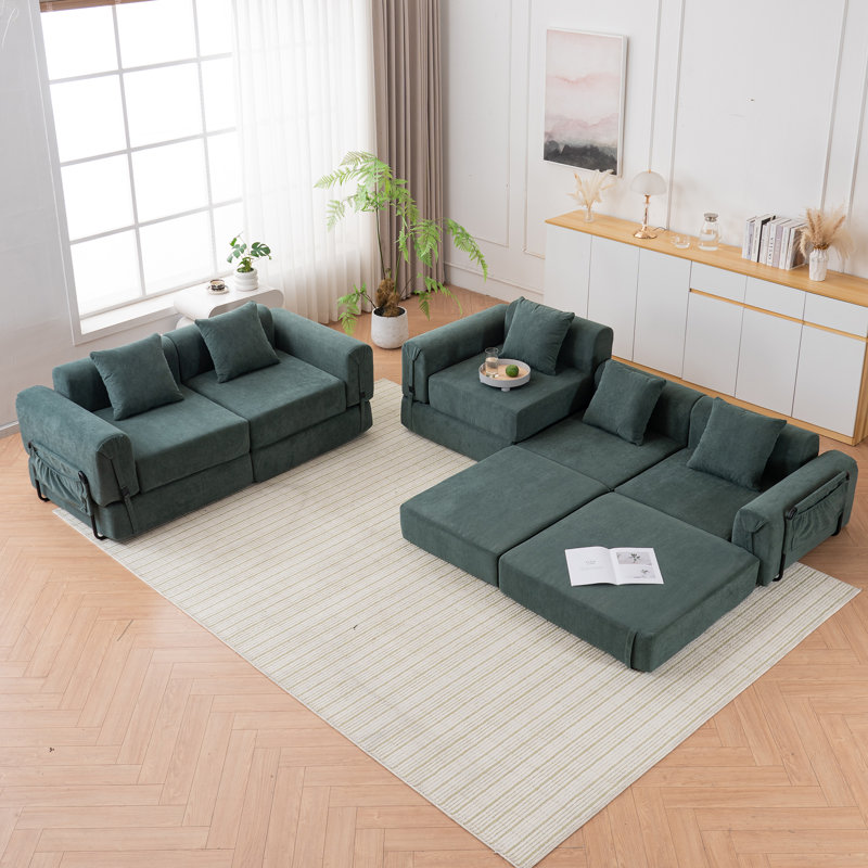 Space-saving Green Recliner Sofa, Polyester Blend, Modern Compact Design For Small Spaces