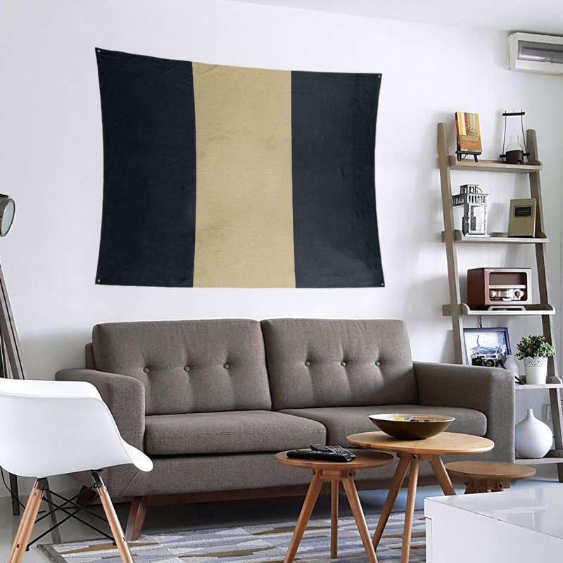 Polyester tapisserie de la Nouvelle-Orléans, H 27,5 po x l 37,5 po, Noir / or