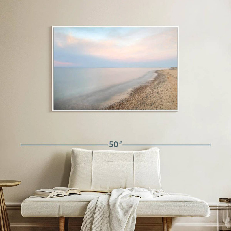 Rive du lac Supérieur, 40 po x 27 po, Cadre flottant blanc