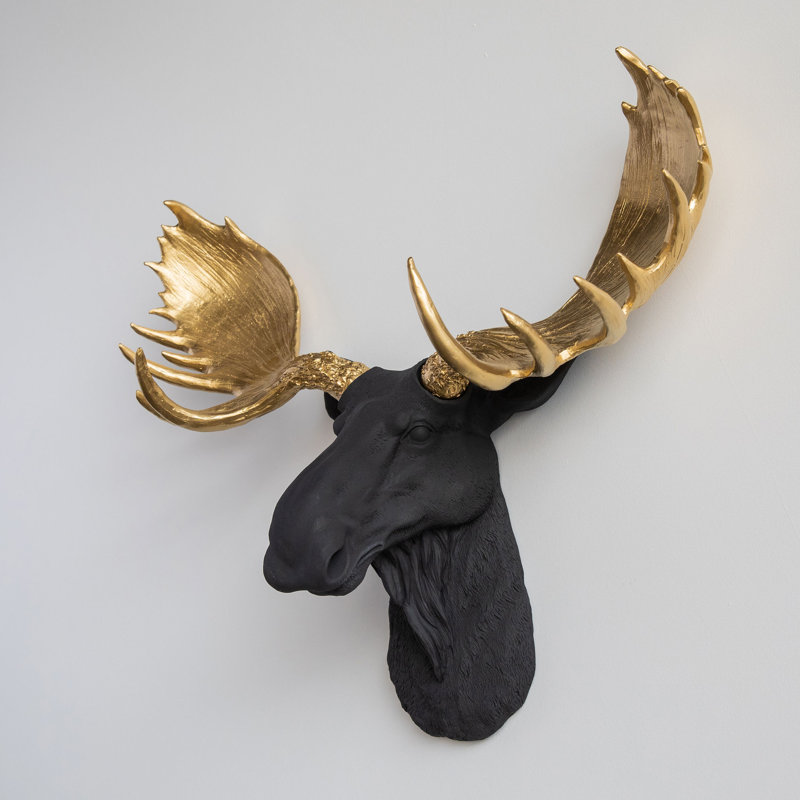 Handmade Rustic Animals Wall Decor on Resin, Black/Gold