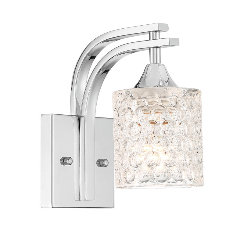Polished Chrome Dimmable Vanity Wall Sconce with Glass Shade