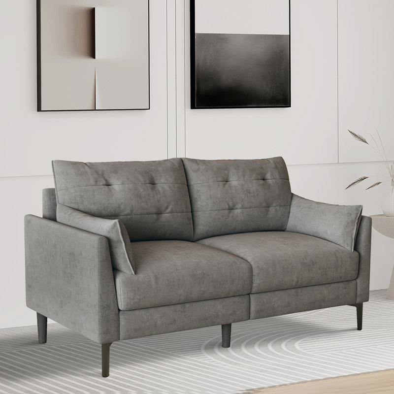 Causeuse à accoudoirs évasés Breandra, Mélange de coton gris foncé