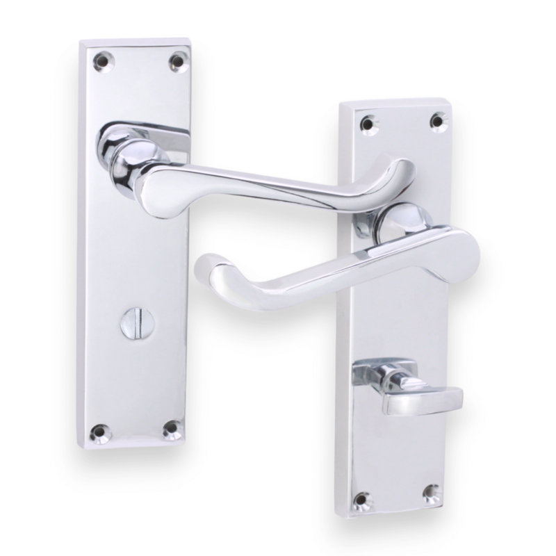 Victorian Scroll Privacy Lever Handle 150mm Polished Chrome
