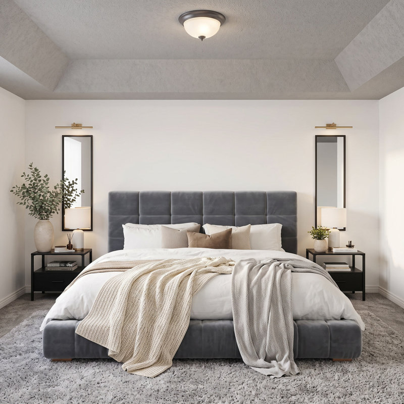 Lit plateforme tapissier Sammy, Queen, Grey