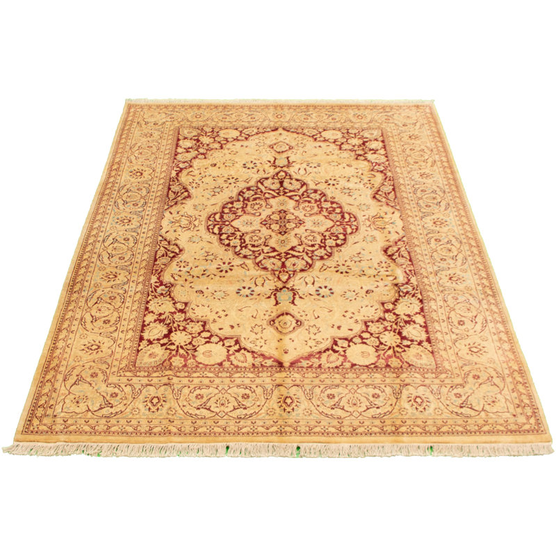 Tapis décoratif en laine noué à la main de conception unique 6 pi 1 po x 9 pi 2 po noué à la main new age pakh