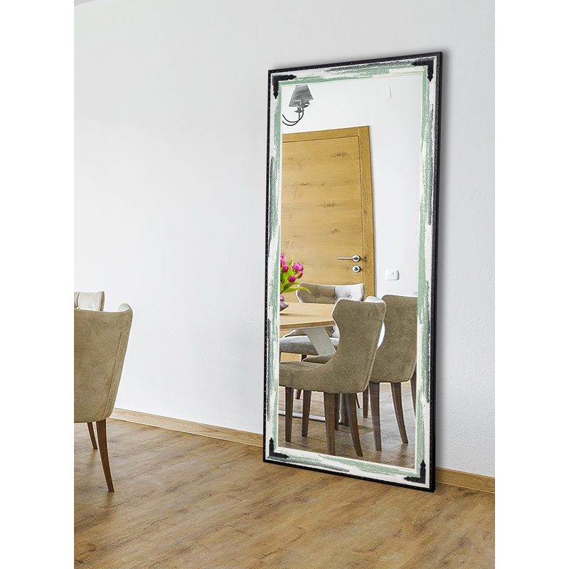 Miroir pleine grandeur rustique patiné, Écume de mer, H 70,5 po x l 31,5 po