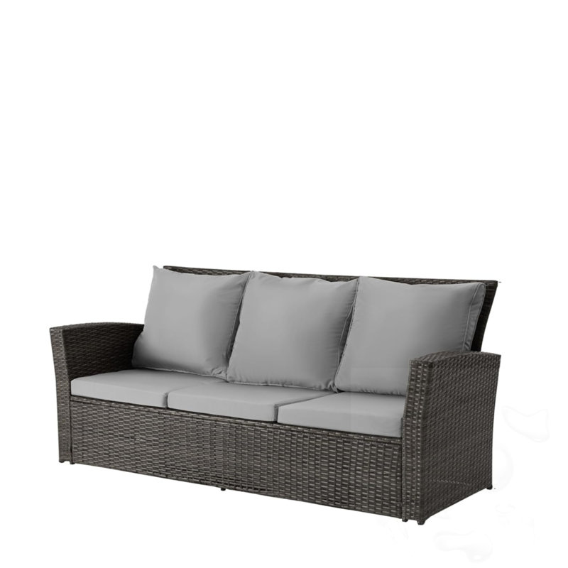 3-seat upholstered Outdoor Sofa with Cushions, Gray