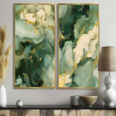 «Green Luxury Abstract Fluid Art I», art mural vert