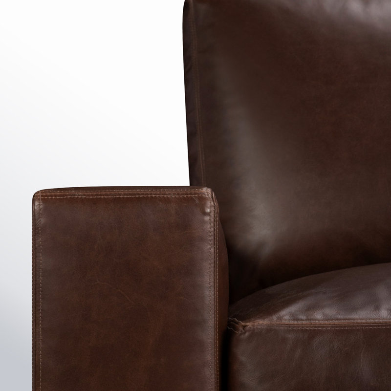 Canapé modulaire en cuir véritable de 115 po Jonie, Cuir véritable Bistro Rustic