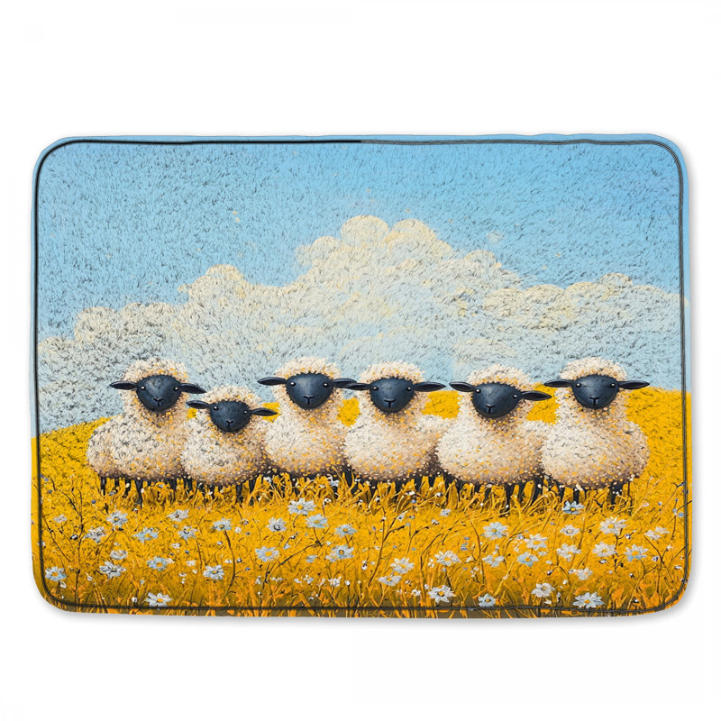 Tapis de bain mouton, Simple - L 17 po x l 24 po, Mouton jaune