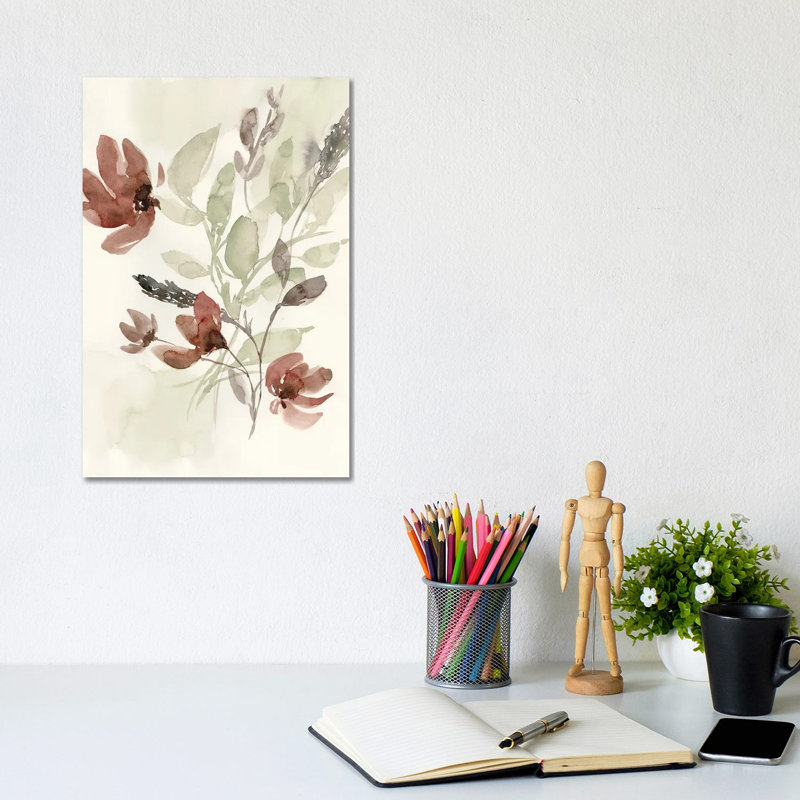 Dusty Flower Composition II by Jennifer Goldberger - Wrapped Canvas Painting, 30.48cm H x 20.32cm W x 1.91cm D