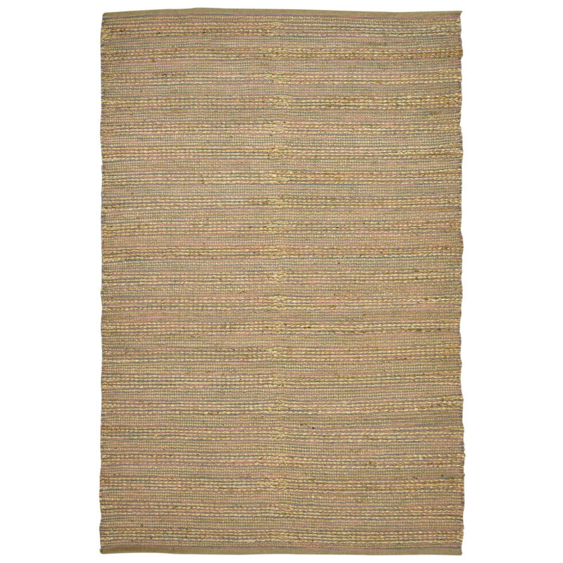 2' X 3' Pink And Brown Jute Striped Flatweave Handmade Area Rug, Rectangle 2' X 3'
