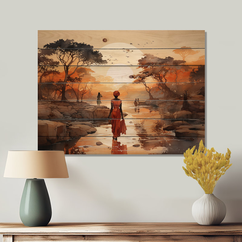 Oritz - Personnage en bois sur bois de pin naturel, H 30 po x l 40 po
