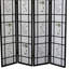 70" High 4 Folding Screen In Black With Artistic Print Room Divider, Tall, Intricate